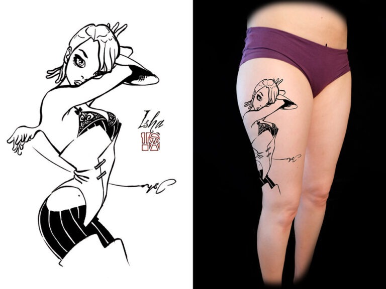 isha-daw-tattoo-angel-cuisse-black-tattoo