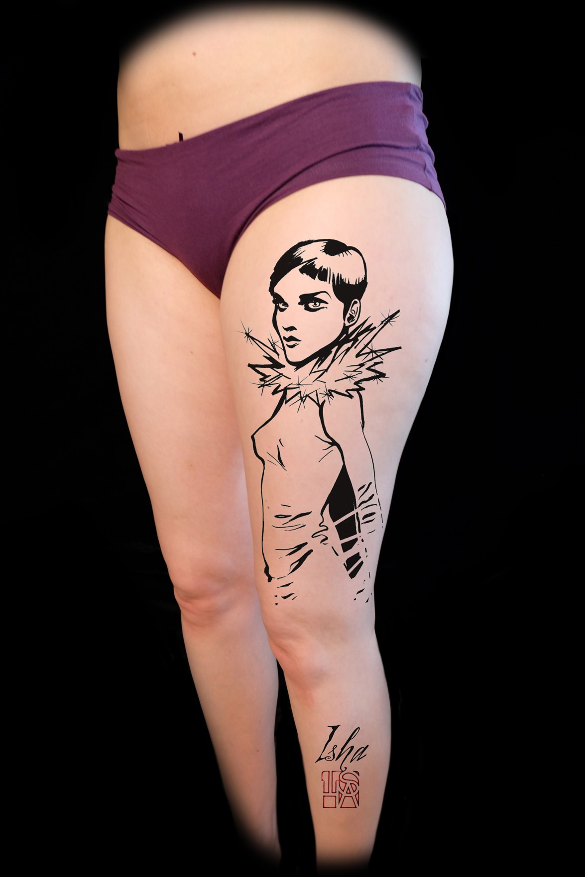 isha-daw-tattoo-darling-cuisse-personnage