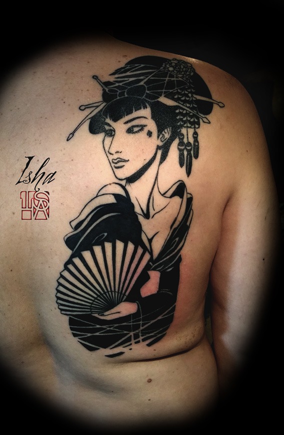 isha-daw-tattoo-geisha-noiretblanc-Loches