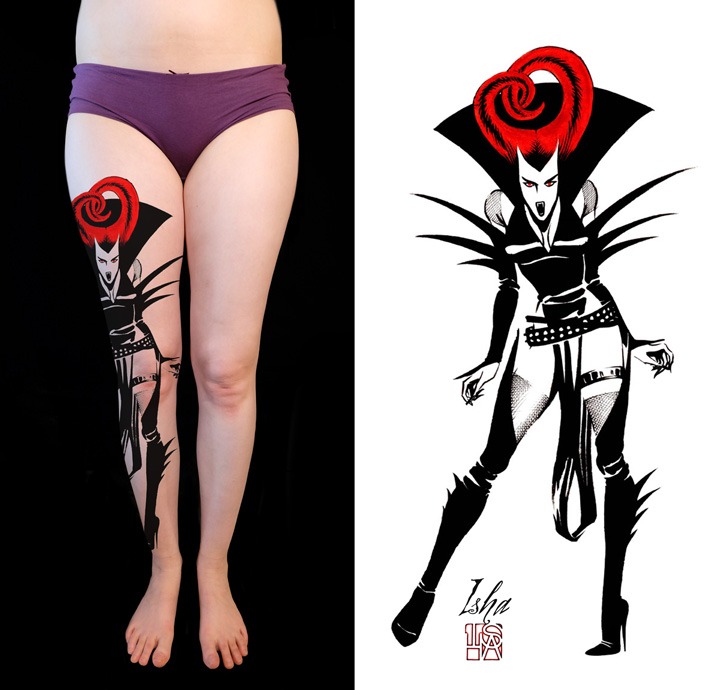 isha-daw-tattoo-guerriere-jambe-vampire-goth-black-tattoo